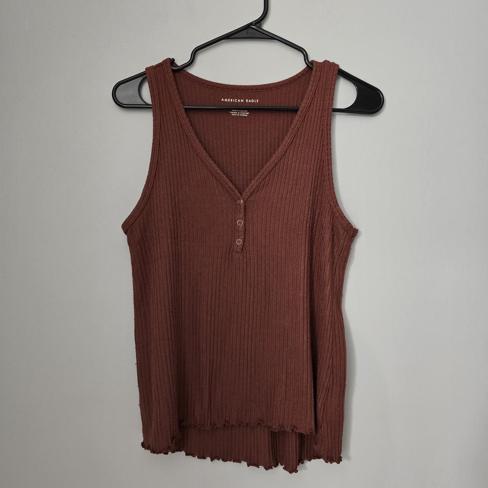 🌟 American Eagle Outfitters Brown Ribbed Tank Top